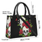 Floral skull women's purse, skeleton handbag with strap, floral skull travel bag, hooded skull women's purse, gothic skull travel bag, hoode