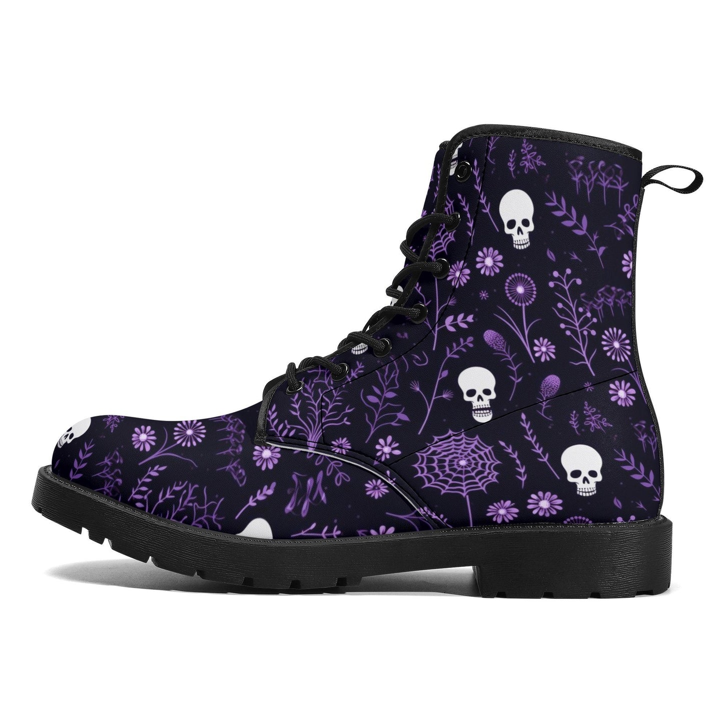 Gothic skull waterproof Lace Up Anti-Slip platform nooties, christmas skull ankle booties, Spooky Halloween boots, goth waterproof boot, got