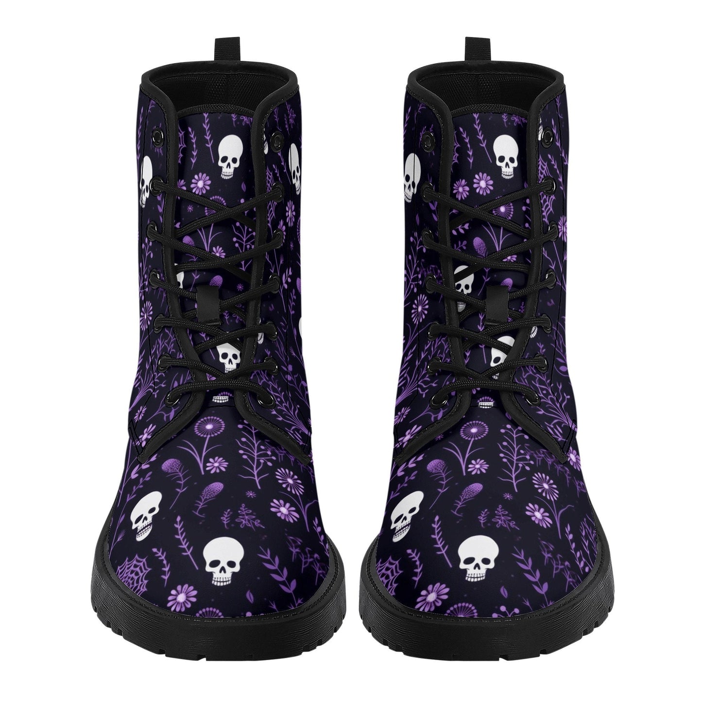 Gothic skull waterproof Lace Up Anti-Slip platform nooties, christmas skull ankle booties, Spooky Halloween boots, goth waterproof boot, got