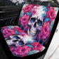 Flower skull car floor mat, christmas skull car mat flooring, biker skull rug for car, flower skull seat cover for truck, floral skull car a