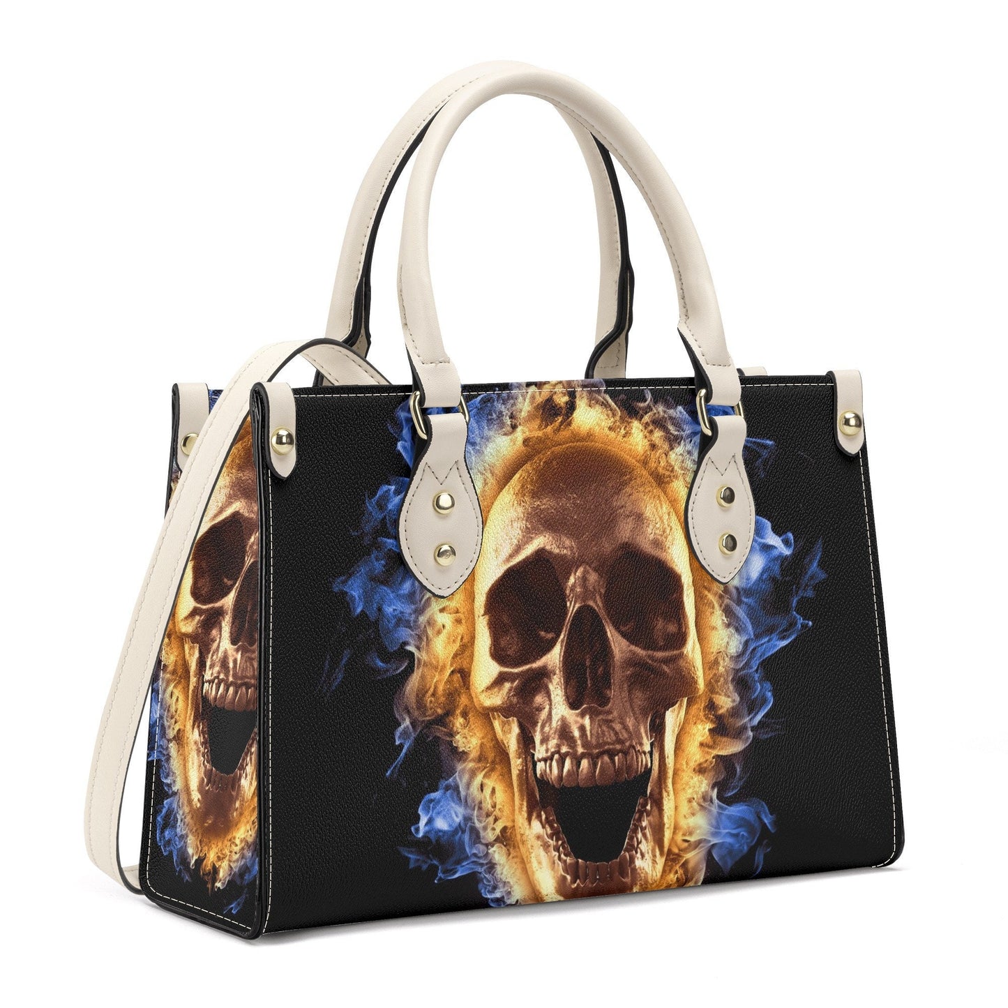 Goth travel bag, gothic skull tote bag, skeleton women's handbag, punisher skull handbag, flame skull handbag, spooky death travel bag skull