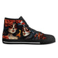 Mexican skull causual sneakers, dia de los muertos skull women shoes, sugar skull girl high top shoes, floral skull men shoes, dia de los mu