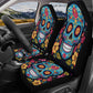 Day of the dead slip-on seat covers, day of the dead armrest covers, floral sugar skull front and back car seat covers, sugar skull car seat