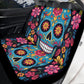Day of the dead slip-on seat covers, day of the dead armrest covers, floral sugar skull front and back car seat covers, sugar skull car seat