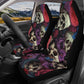 Rose skull steering wheel, halloween car headrest covers, motorcycle skull car seat accessory, spooky death seat cover for vehicles, hooded