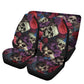 Rose skull steering wheel, halloween car headrest covers, motorcycle skull car seat accessory, spooky death seat cover for vehicles, hooded