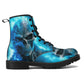 Evil face unisex shoes, dark horror combat boots, evil waterproof Lace Up Anti-Slip platform nooties, hooded skull ankle Boots, skull with s