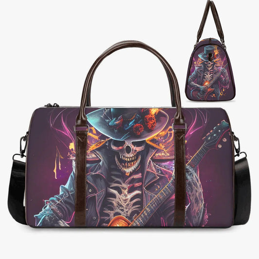 Punisher skull monogrammed bag, gothic skull weekender bags, halloween shoulder bag, halloween shoulder bag, Spooky Halloween Overnight Bag,