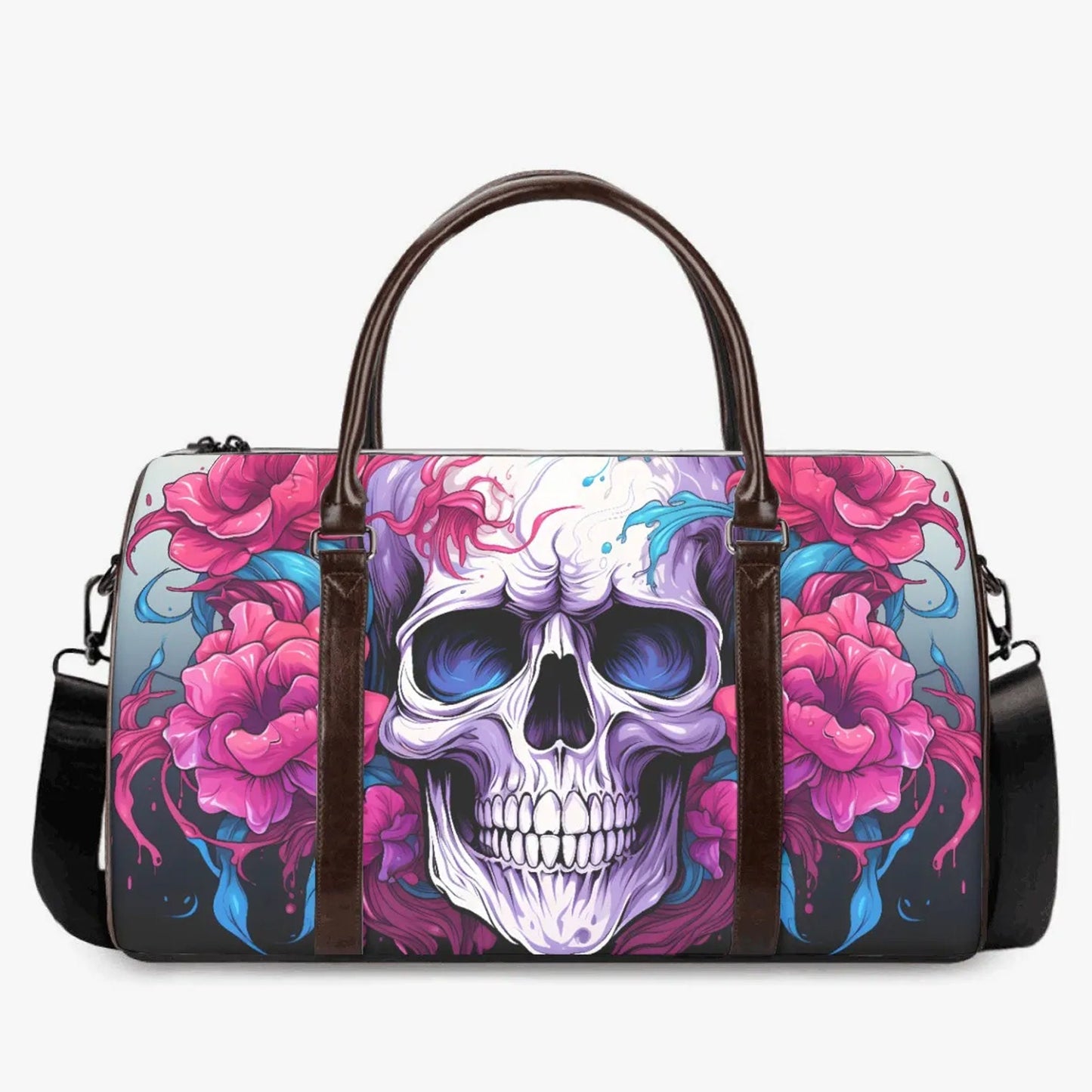 Spooky Halloween travel bag, halloween Overnight Bag, punisher skull duffel bag, rose skull Vacation Holidays Travel Bag, evil face Vacation