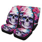 Flower skull car floor mat, christmas skull car mat flooring, biker skull rug for car, flower skull seat cover for truck, floral skull car a