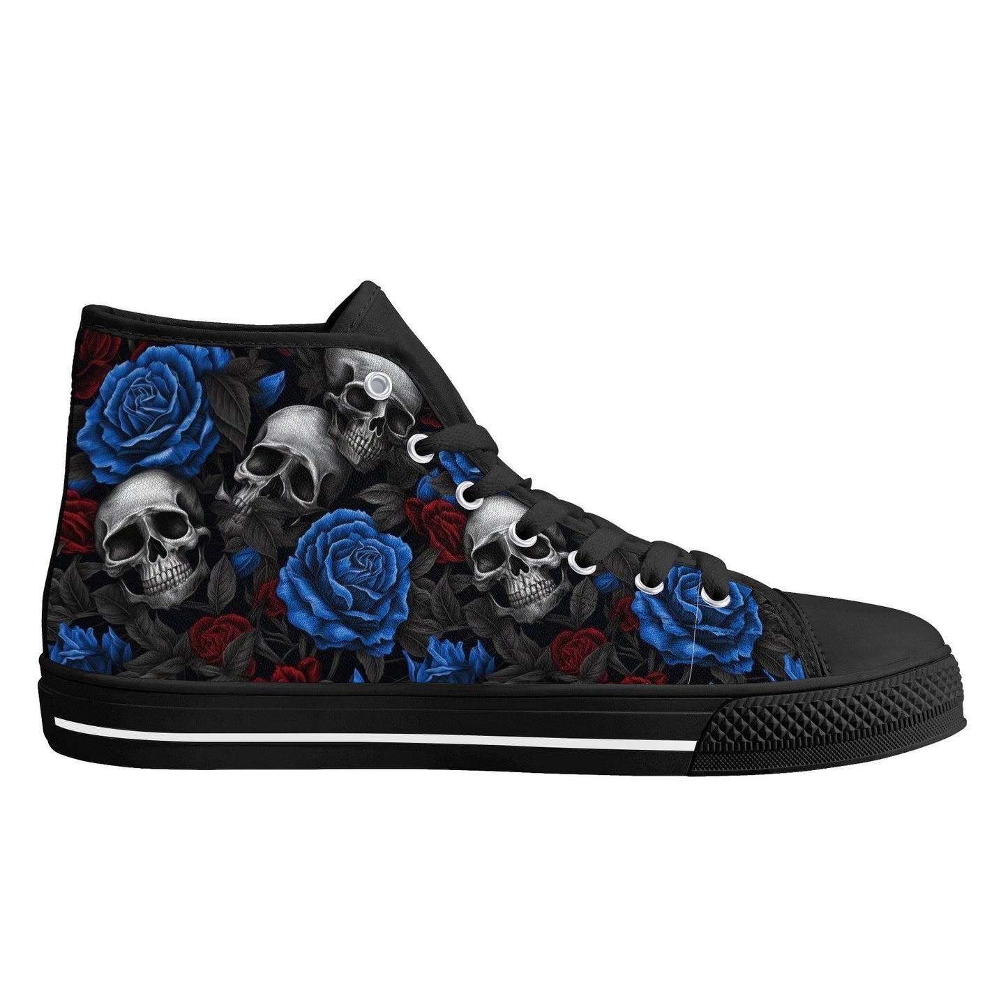 Halloween causual shoes, flower skull sneakers, reaper skull causual shoes, goth men shoes, punisher skull shoes for him, dark horror shoes,