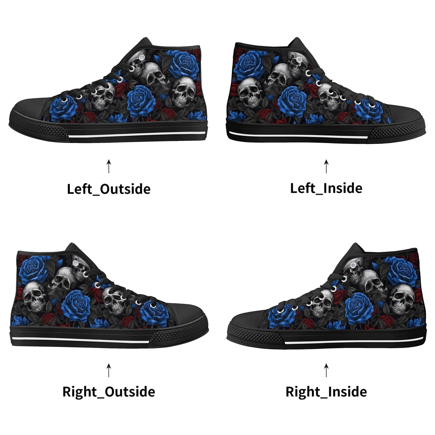 Halloween causual shoes, flower skull sneakers, reaper skull causual shoes, goth men shoes, punisher skull shoes for him, dark horror shoes,