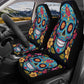 Day of the dead slip-on seat covers, day of the dead armrest covers, floral sugar skull front and back car seat covers, sugar skull car seat