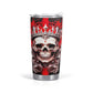 Rose skull jumbo Mug, biker skull tumbler, skull coffee mug, horror tumbler, spooky death tumbler, skull travel mug, reaper skull coffee mug