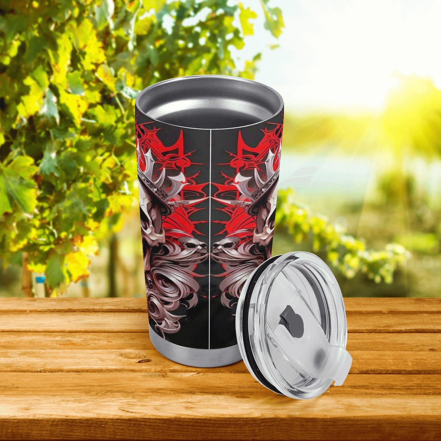 Rose skull jumbo Mug, biker skull tumbler, skull coffee mug, horror tumbler, spooky death tumbler, skull travel mug, reaper skull coffee mug