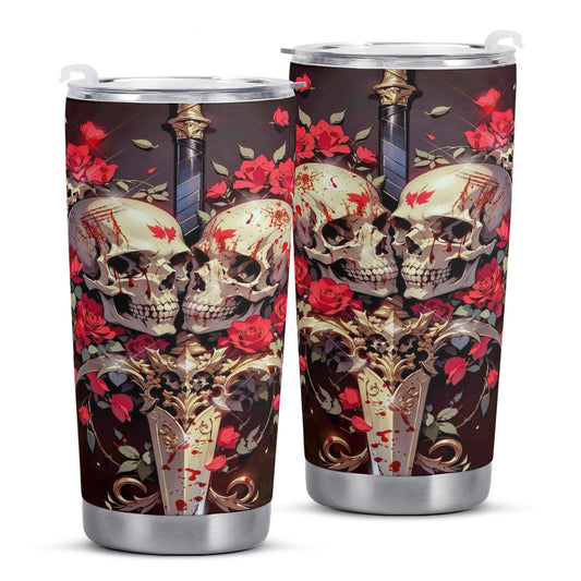Death skull beer mug, floral skull beer mug, evil face tumbler, christmas skull travel mug, hooded skull cup, goth freezer Mug, grim reaper