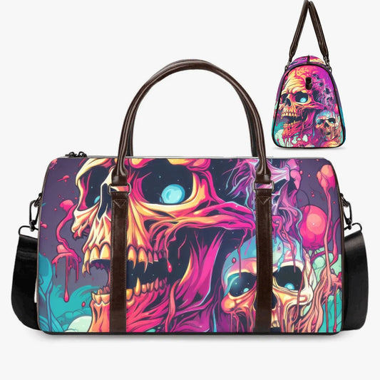 Skull with scythes duffel bag, grim reaper large travel bag, punisher skull Overnight Bag, goth travel bag, punisher skull monogrammed bag,