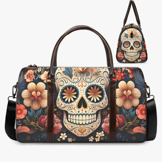 Mexico duffel bag, calaveras skull Overnight Bag, mexican skull Carry On Bag, floral sugar skull travel bag, day of the dead Canvas Weekend