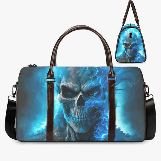 Flaming skull Vacation Holidays Travel Bag, flower skull Vacation Holidays Travel Bag, evil Hospital Bag, Spooky Halloween handbag, biker sk