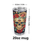 Evil face tumbler, skull with scythes tumbler, skull in fire coffee mug, grim reaper jumbo Mug, halloween travel mug, evil face travel mug,