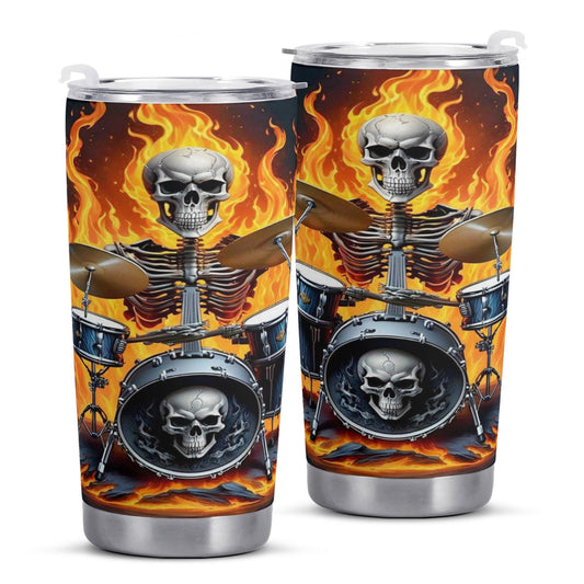 Grim reaper tumbler cup mug, skeleton mug, hooded skull travel mug, gothic skull tumbler, rose skull tumbler cup mug, floral skull mug, flam