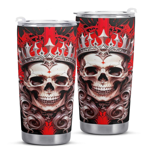 Rose skull jumbo Mug, biker skull tumbler, skull coffee mug, horror tumbler, spooky death tumbler, skull travel mug, reaper skull coffee mug