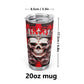 Rose skull jumbo Mug, biker skull tumbler, skull coffee mug, horror tumbler, spooky death tumbler, skull travel mug, reaper skull coffee mug