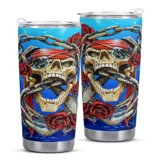 Skull Pirates mug, floral skull tumbler, skeleton skull tumbler, skull jumbo Mug grim reaper coffee mug, halloween skull gothic tumbler cup