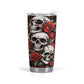 Skull rose mug, floral skull tumbler, skeleton skull tumbler, skull floral Mug grim reaper coffee mug, halloween skull gothic tumbler cup