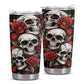 Skull rose mug, floral skull tumbler, skeleton skull tumbler, skull floral Mug grim reaper coffee mug, halloween skull gothic tumbler cup