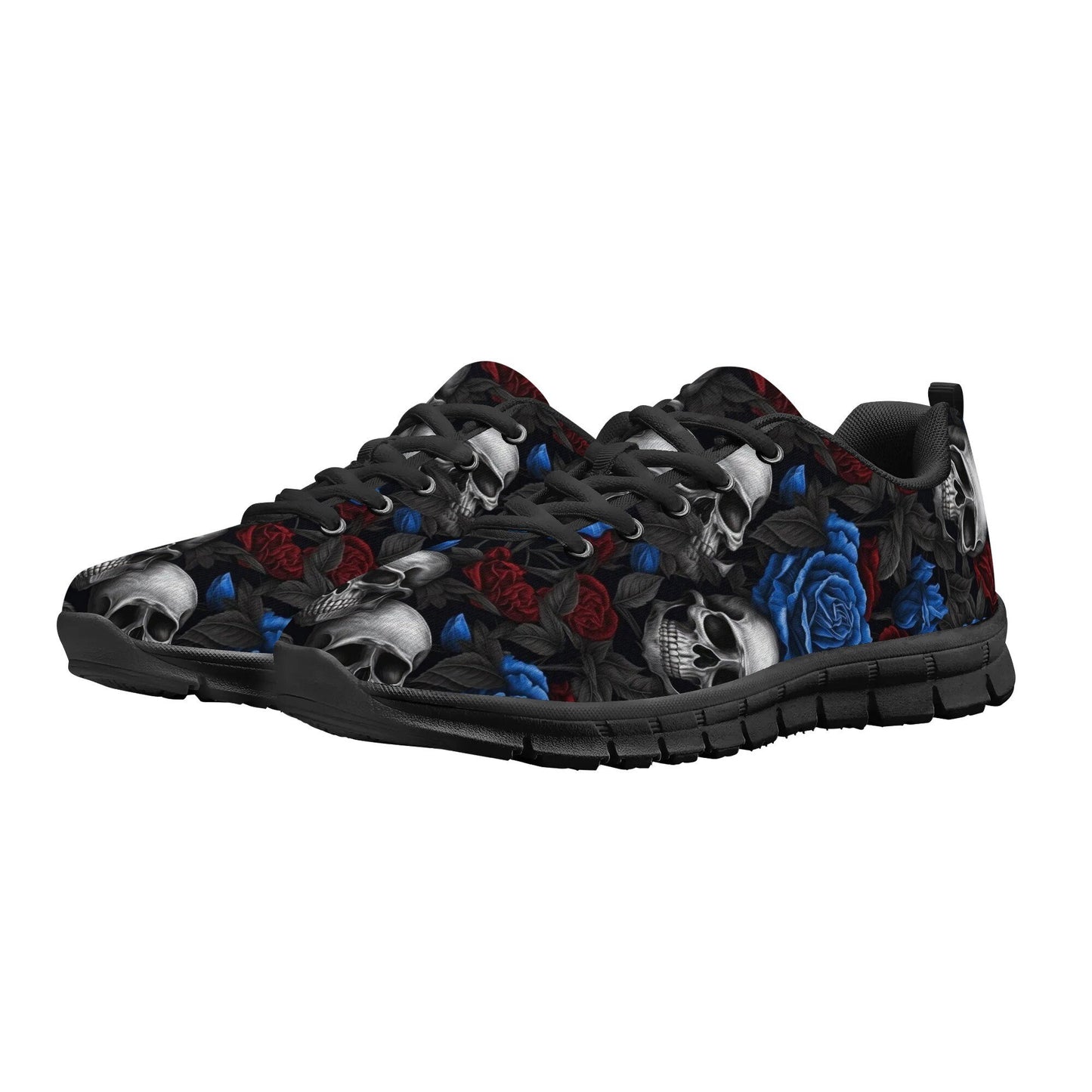 Rose skull canvas shoes, hooded skull custom sneakers, motorcycle skull custom sneakers  evil face men sneakers spooky death Slip on shoes