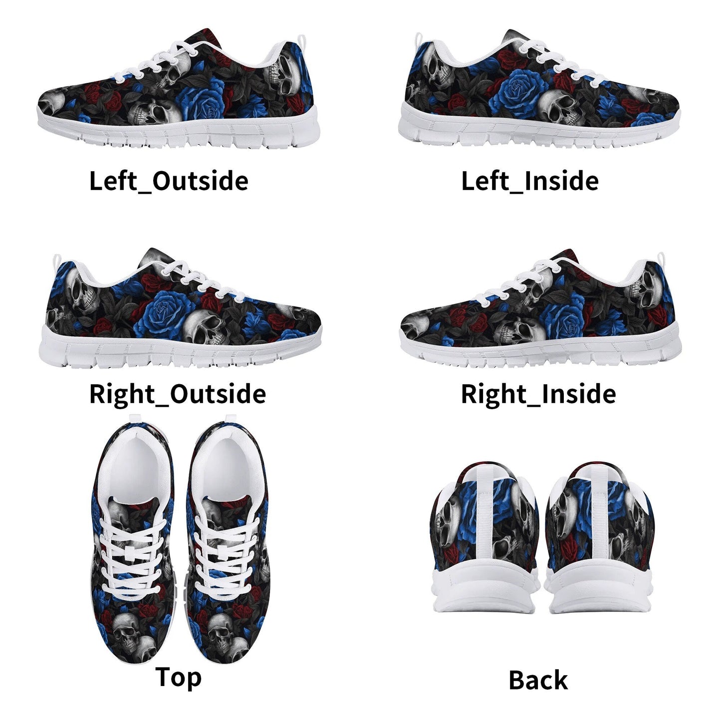 Rose skull canvas shoes, hooded skull custom sneakers, motorcycle skull custom sneakers  evil face men sneakers spooky death Slip on shoes