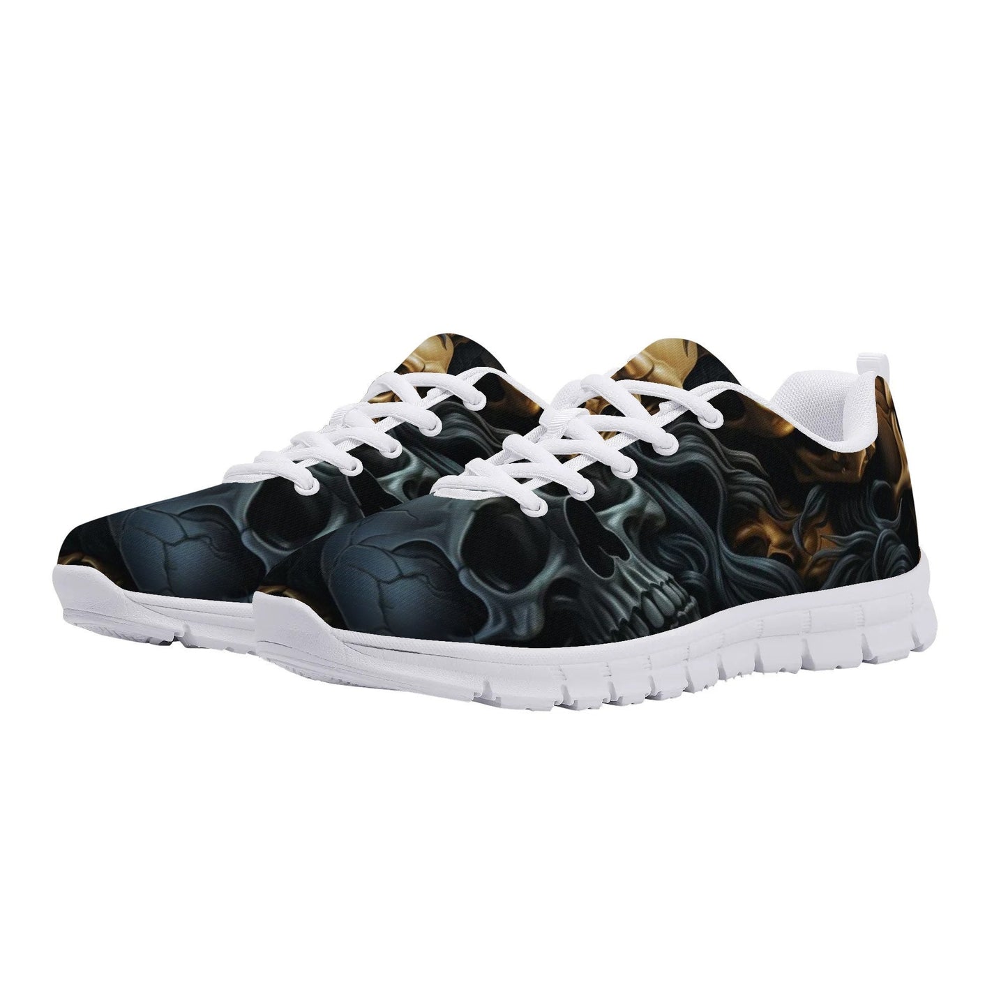Skull with scythes men sneakers, death with scythes women running shoes, christmas skull canvas shoes, hooded skull causual shoes, Spooky Ha