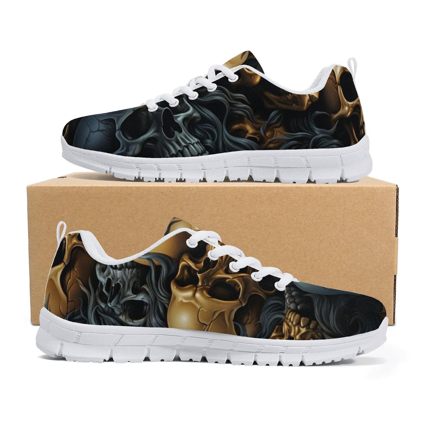 Skull with scythes men sneakers, death with scythes women running shoes, christmas skull canvas shoes, hooded skull causual shoes, Spooky Ha