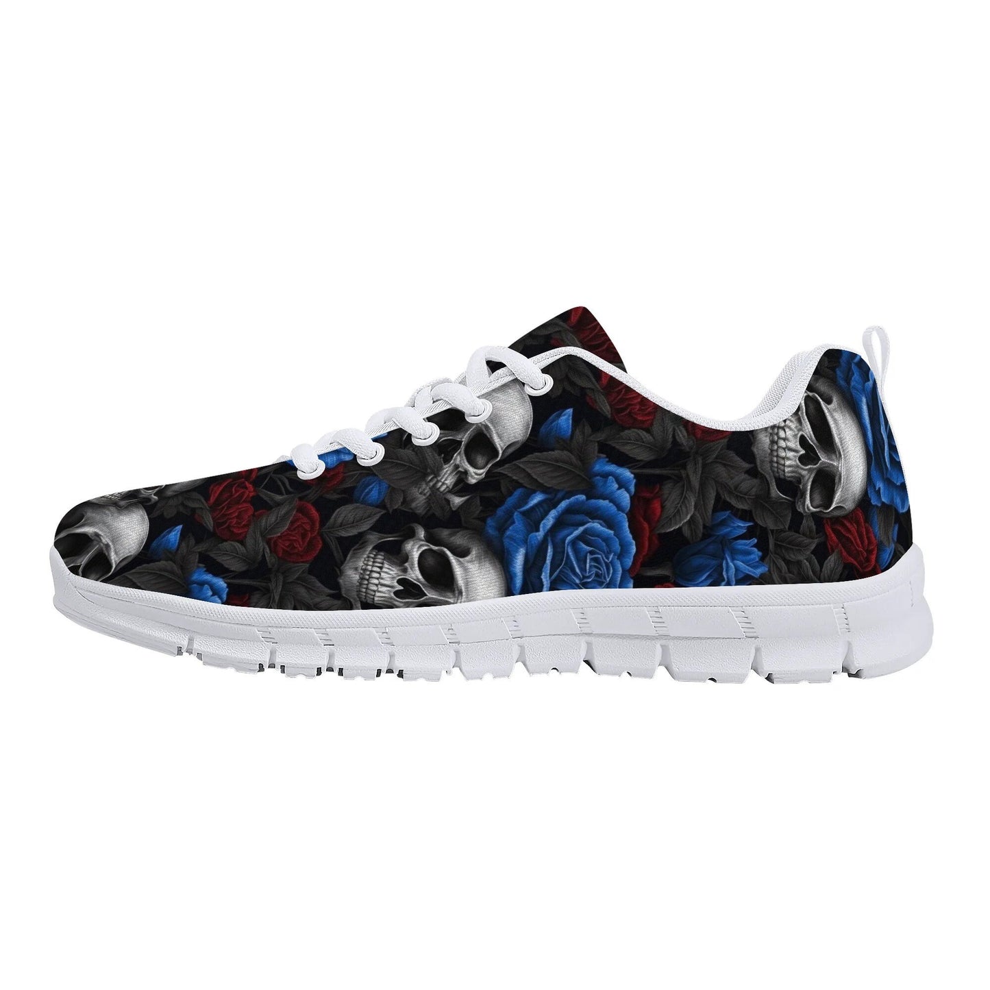 Rose skull canvas shoes, hooded skull custom sneakers, motorcycle skull custom sneakers  evil face men sneakers spooky death Slip on shoes