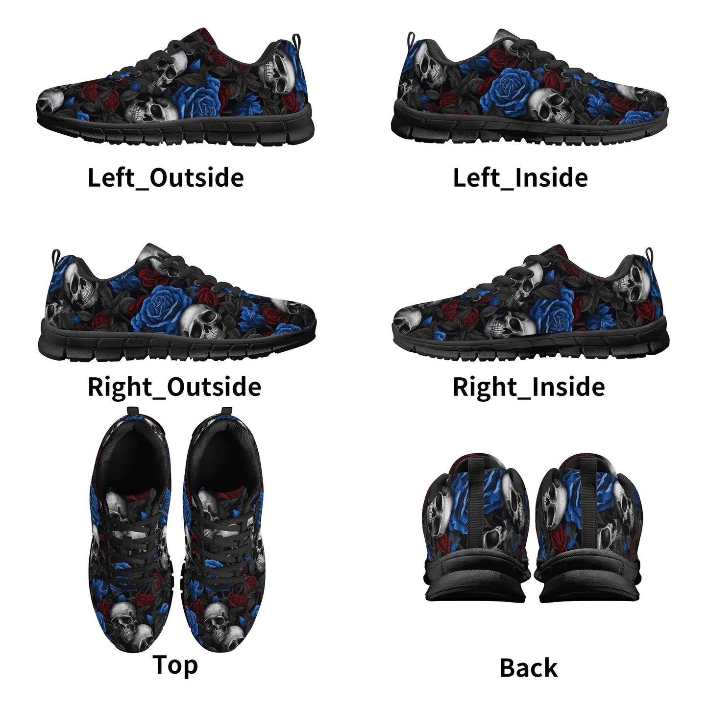 Rose skull canvas shoes, hooded skull custom sneakers, motorcycle skull custom sneakers  evil face men sneakers spooky death Slip on shoes