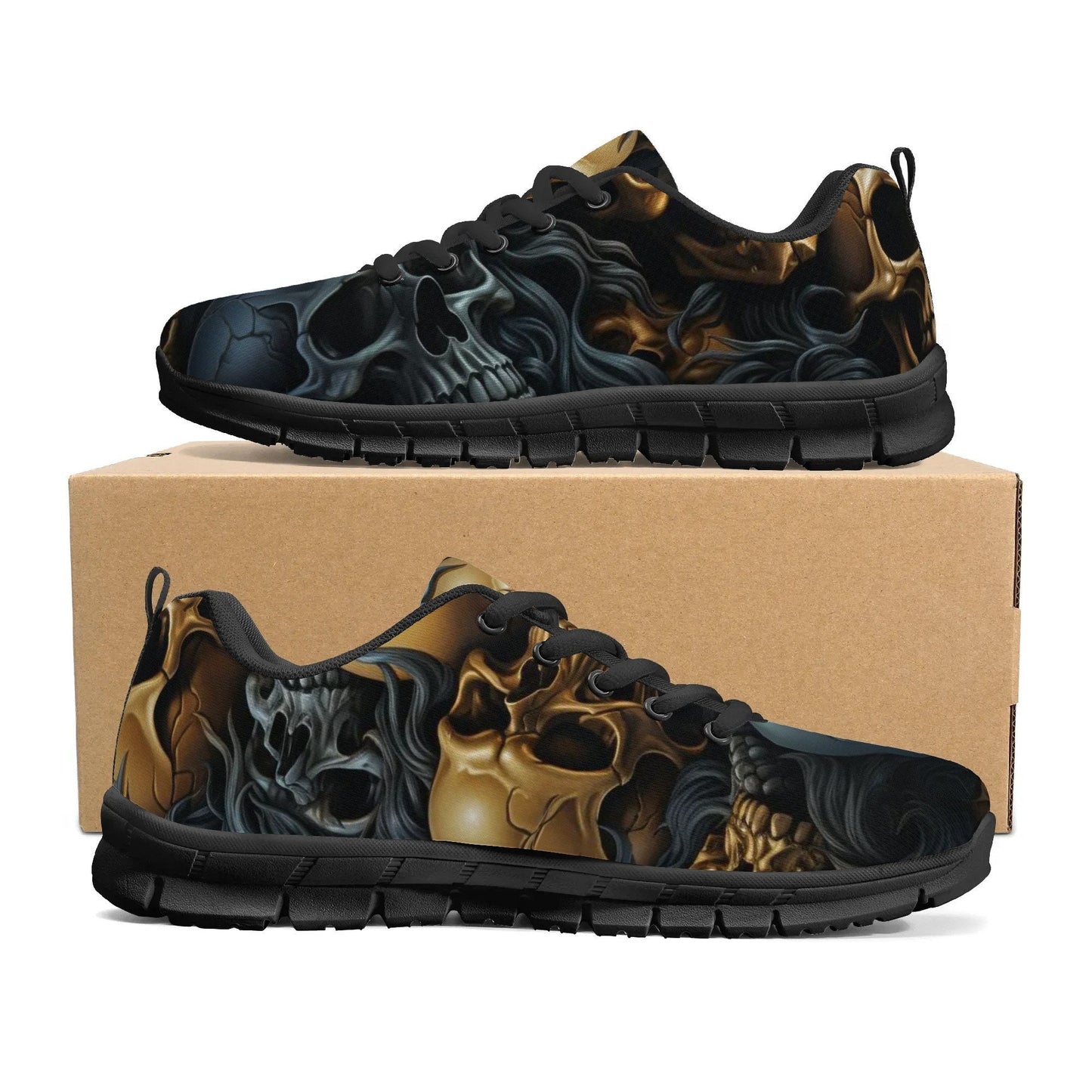 Skull with scythes men sneakers, death with scythes women running shoes, christmas skull canvas shoes, hooded skull causual shoes, Spooky Ha