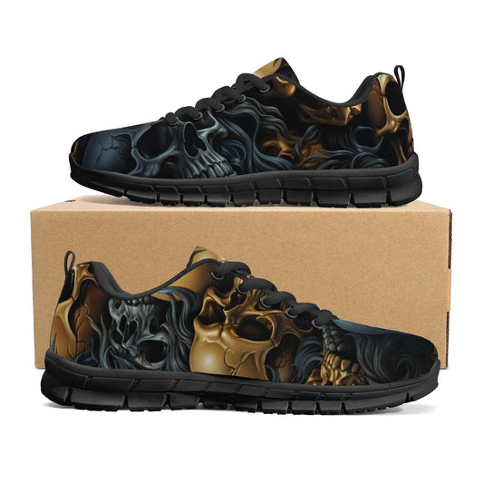 Skull with scythes men sneakers, death with scythes women running shoes, christmas skull canvas shoes, hooded skull causual shoes, Spooky Ha
