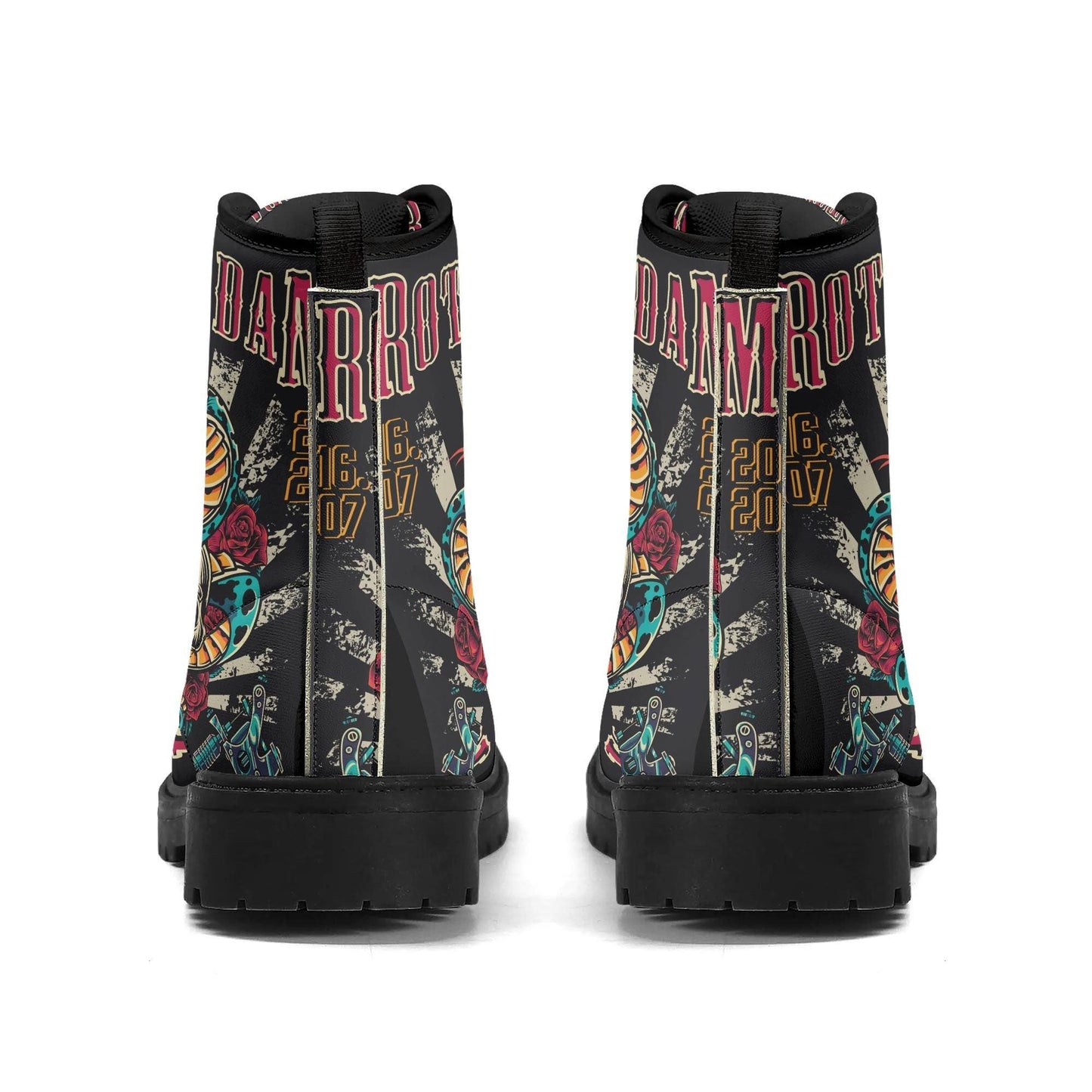 Halloween tattoo skull boots, death with scythes unisex boots, creepy Ankle boots, reaper skull Combat boots, punisher skull Rain boots