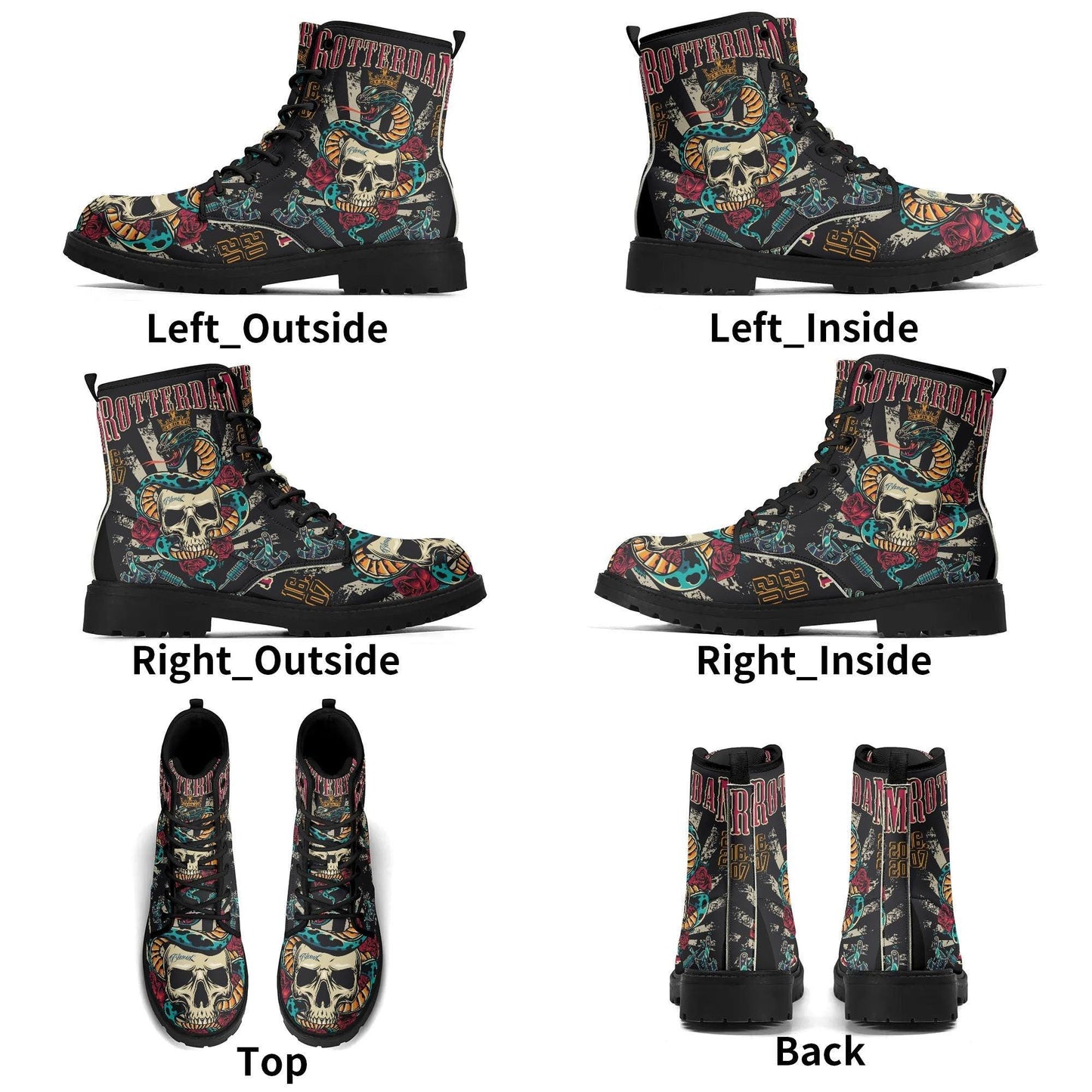 Halloween tattoo skull boots, death with scythes unisex boots, creepy Ankle boots, reaper skull Combat boots, punisher skull Rain boots