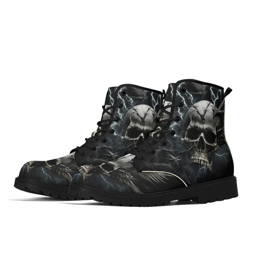 Hooded skull Chelsea boots devil ghost Thigh-high boots, biker skull waterproof boot, death with scythes waterproof shoes hooded skull boots