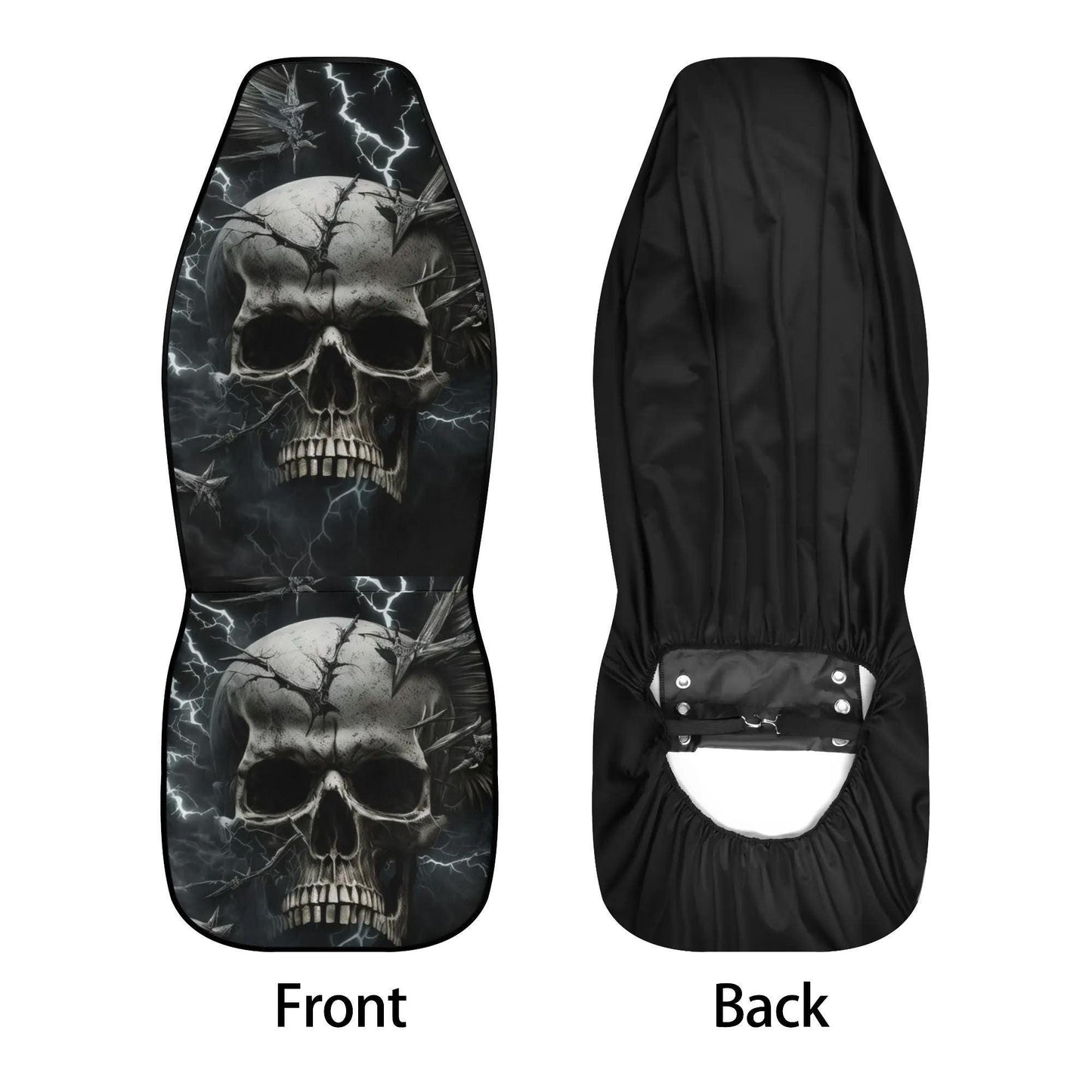 Floral skull seat cover for truck, spooky death front back seat covers flower skull car seat accessory, motorcycle skull car seat accessory