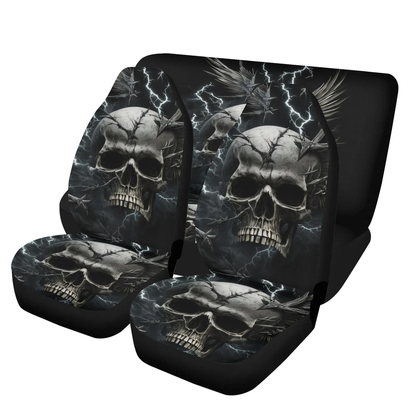 Floral skull seat cover for truck, spooky death front back seat covers flower skull car seat accessory, motorcycle skull car seat accessory