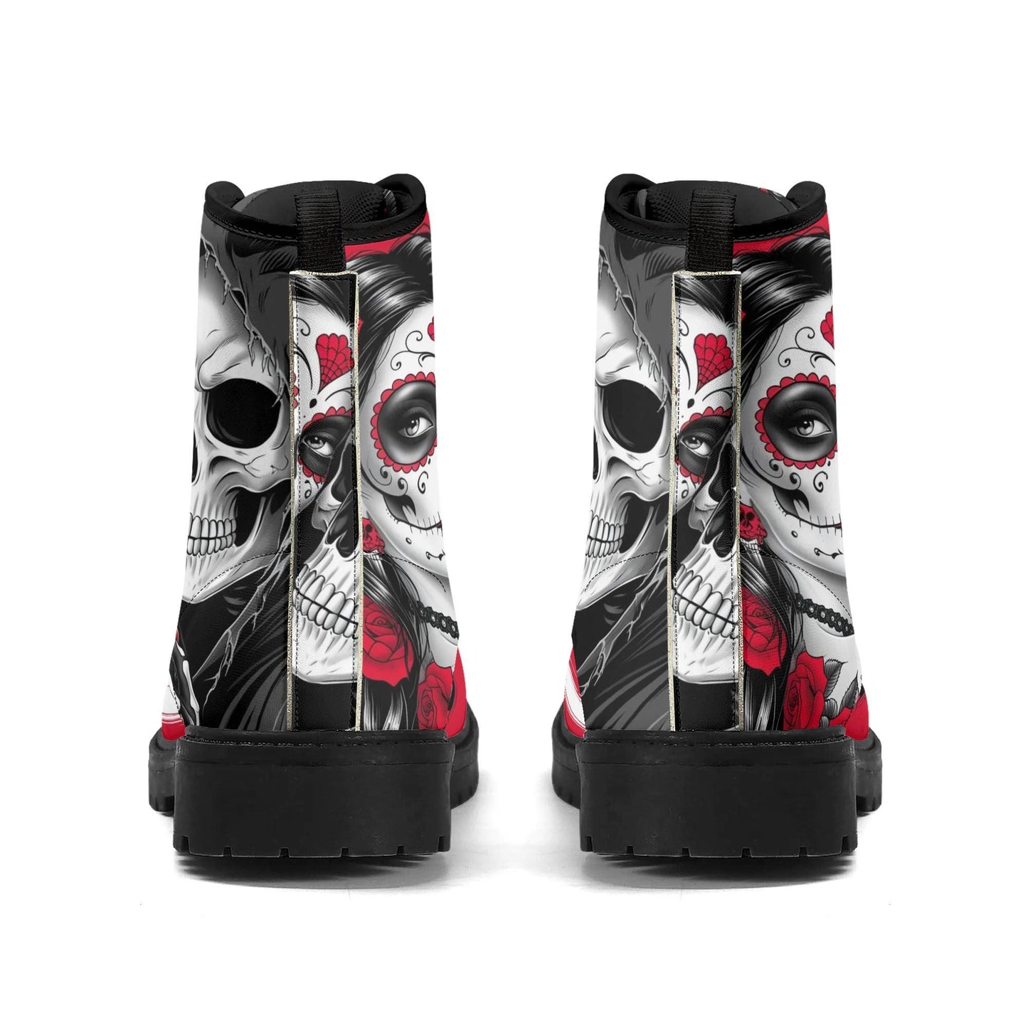 Floral sugar skull men women boots, mexican skull men women boots sugar skull fashion leather boots sugar skull men women shoes floral boots