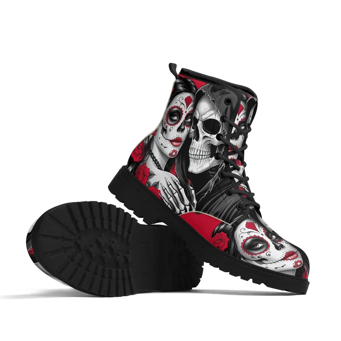 Floral sugar skull men women boots, mexican skull men women boots sugar skull fashion leather boots sugar skull men women shoes floral boots