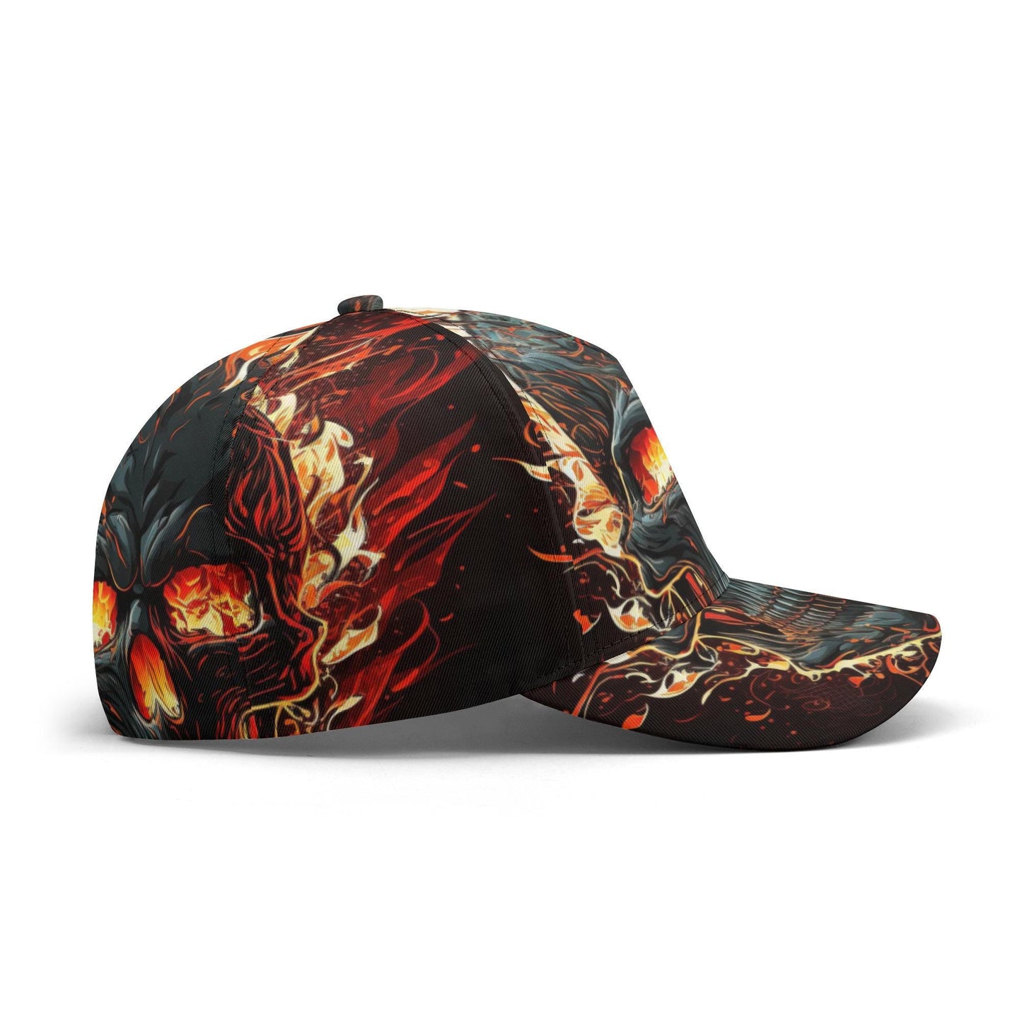 Gothic skull baseball cap, floral skull adjustable hat, biker skull hat for men, skull beanie, goth beanie, halloween skeleton flame skull