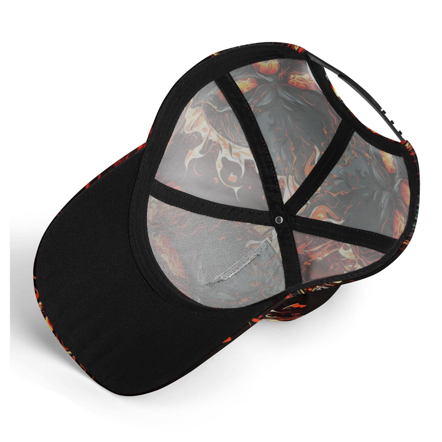 Gothic skull baseball cap, floral skull adjustable hat, biker skull hat for men, skull beanie, goth beanie, halloween skeleton flame skull