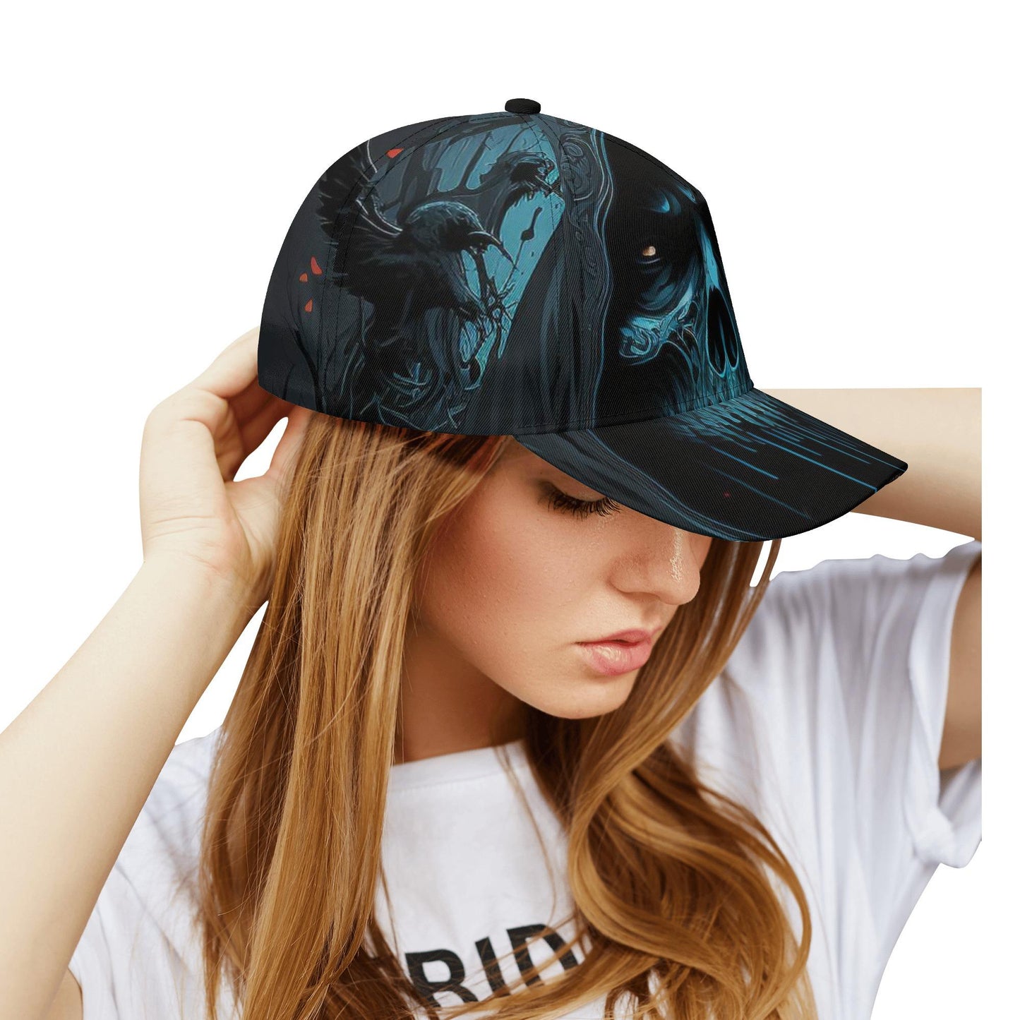 Grim reaper skull baseball cap, floral skull adjustable hat biker skull hat for men, halloween beanie, goth beanie, halloween skeleton skull