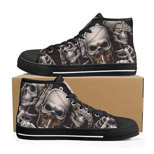Gothic skull men women sneakers rose skull sneakers, horror shoes goth causual shoes, skull shoes for her christmas skull canvas sneakers