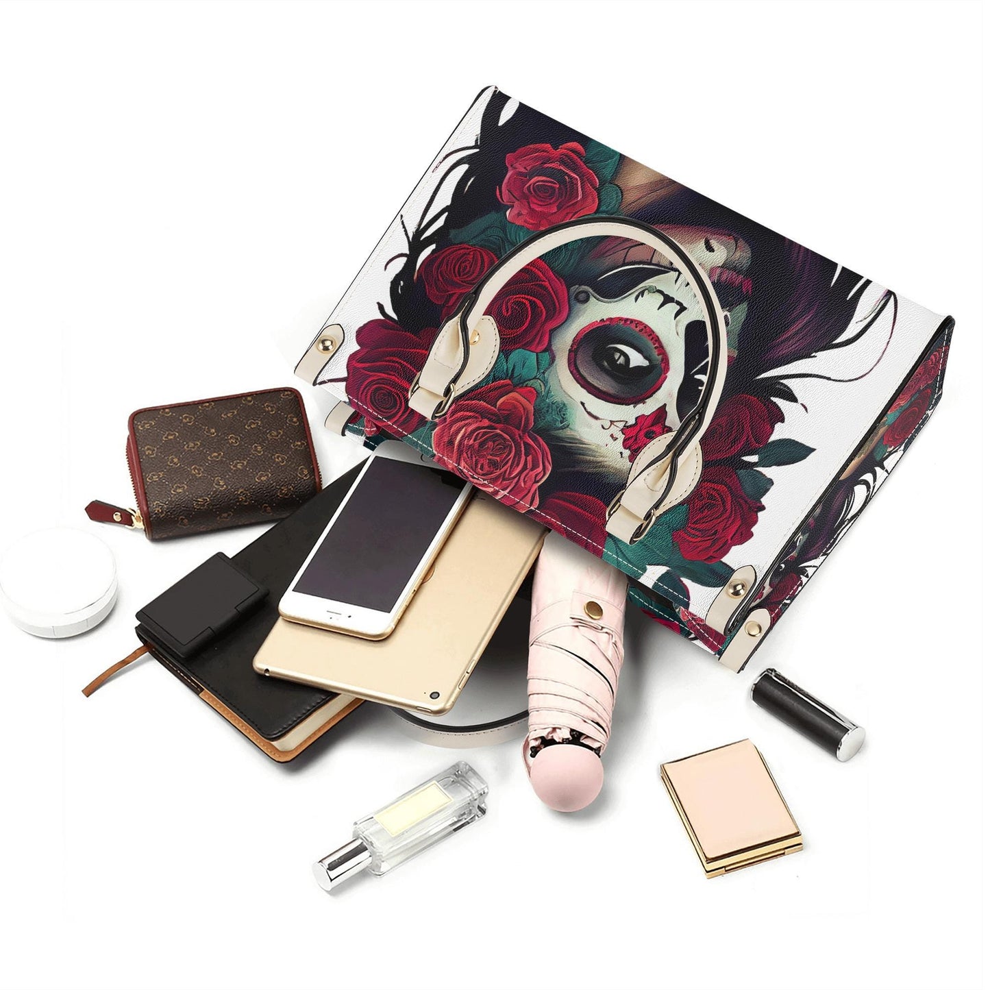 Sugar skull travel bag, day of the dead purse, sugar skull girl messenger bag, sugar skull girl travel bag, mexico tote bag, floral suga